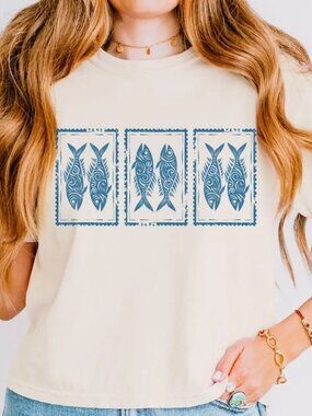 Graphic Fish Shirt, Summer Tee, Sea Life Lover Gift